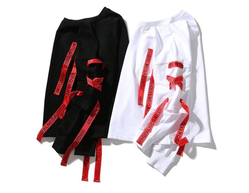 Herbst Hoodies Sweatshirts Männer Hip Hop Punk Rock Langarm Streetwear Bänder Mode