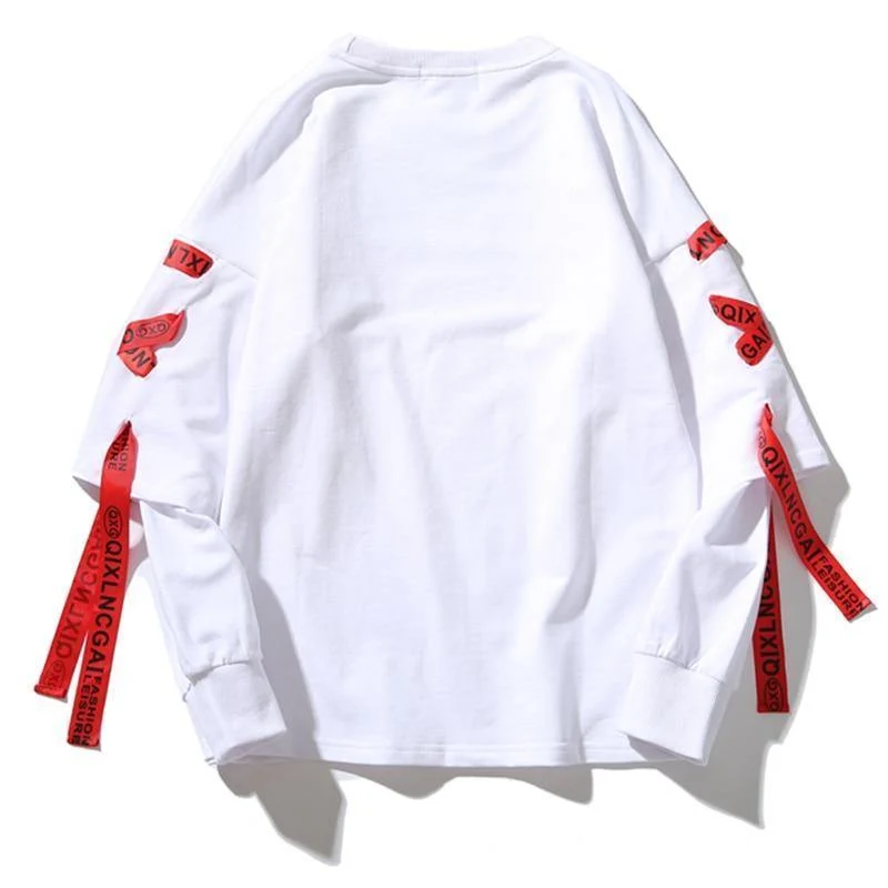 Herbst Hoodies Sweatshirts Männer Hip Hop Punk Rock Langarm Streetwear Bänder Mode