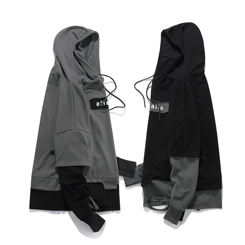 Pullover Männer Gefälschte zwei stücke Mit Kapuze hochwertige Sweatshirts Baumwolle Hip Hop Brief gedruckt Männer Band Übergroße Hoodies