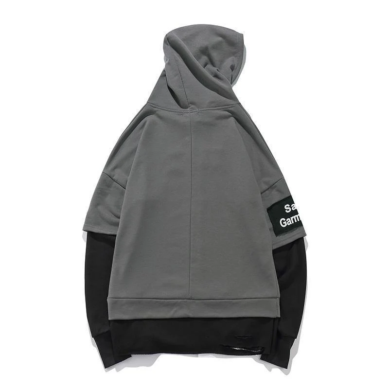 Pullover Männer Gefälschte zwei stücke Mit Kapuze hochwertige Sweatshirts Baumwolle Hip Hop Brief gedruckt Männer Band Übergroße Hoodies