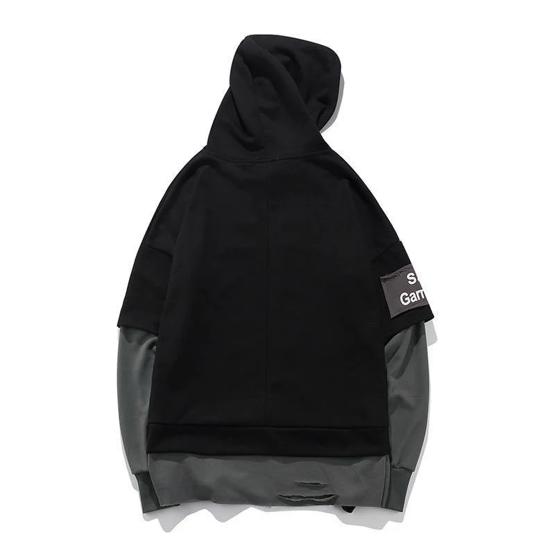 Pullover Männer Gefälschte zwei stücke Mit Kapuze hochwertige Sweatshirts Baumwolle Hip Hop Brief gedruckt Männer Band Übergroße Hoodies
