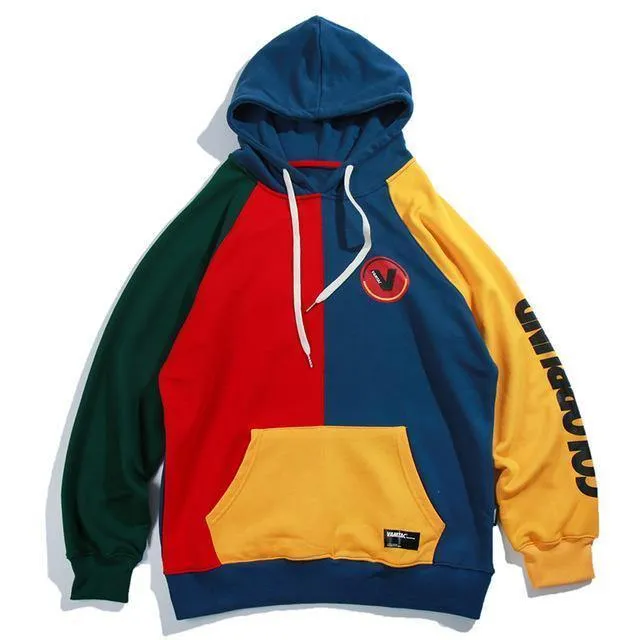 Hoodies Männer Vintage Farbblock Harajuku Streetwear Hip Hop Herbst Männliche Mode Casual Hoodie Sweatshirts