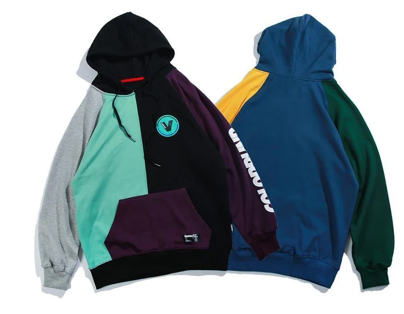 Hoodies Männer Vintage Farbblock Harajuku Streetwear Hip Hop Herbst Männliche Mode Casual Hoodie Sweatshirts