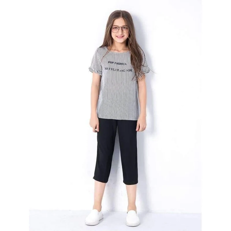 Sommer-Mädchen-Kleidungs-Satz T-Shirts Hosen-Kind-Klagen Zweiteilige Jugendliche Anzug Größe 6 7 8 9 10 11 12 13 14 Jahre