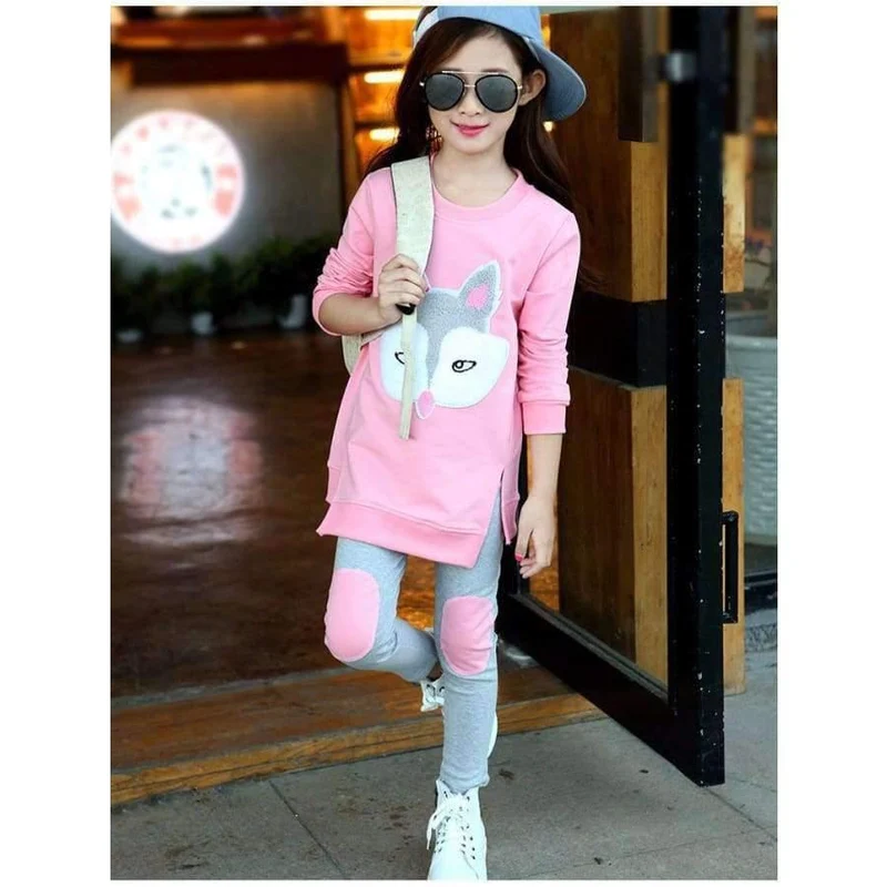 Teenager Mädchen Kleidung Sets Herbst Winter Mädchen Kleidung Set Fuchs T-Shirt + Hosen 2pcs Kinder Mädchen Sport Anzug Kinder Kleidung