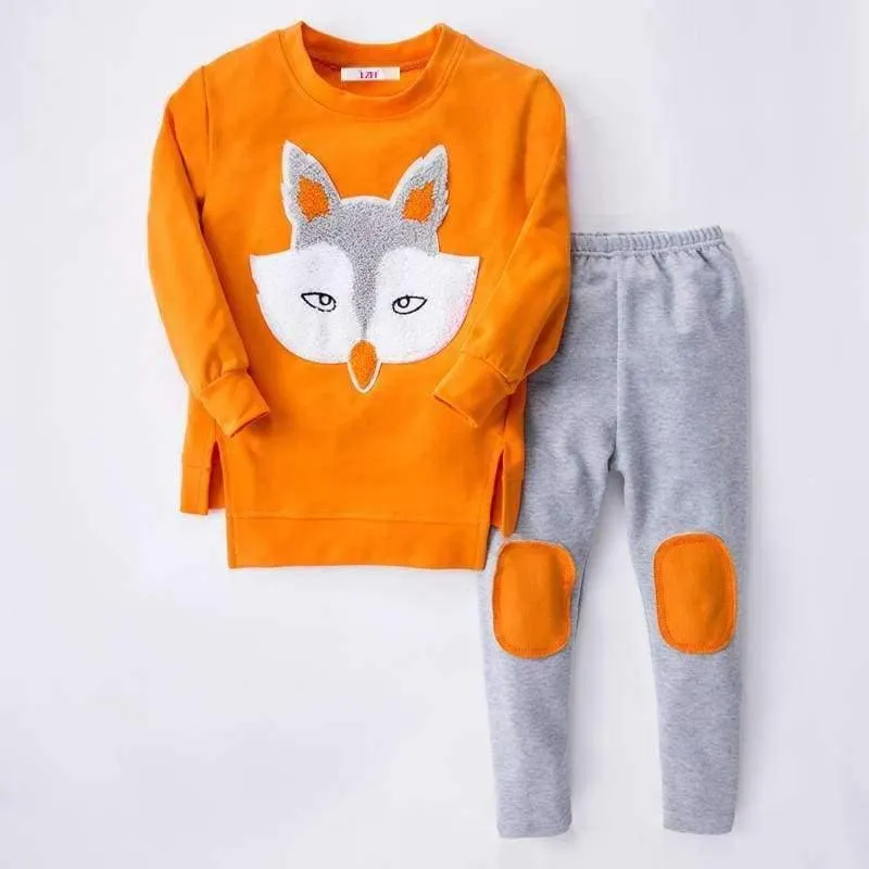 Teenager Mädchen Kleidung Sets Herbst Winter Mädchen Kleidung Set Fuchs T-Shirt + Hosen 2pcs Kinder Mädchen Sport Anzug Kinder Kleidung