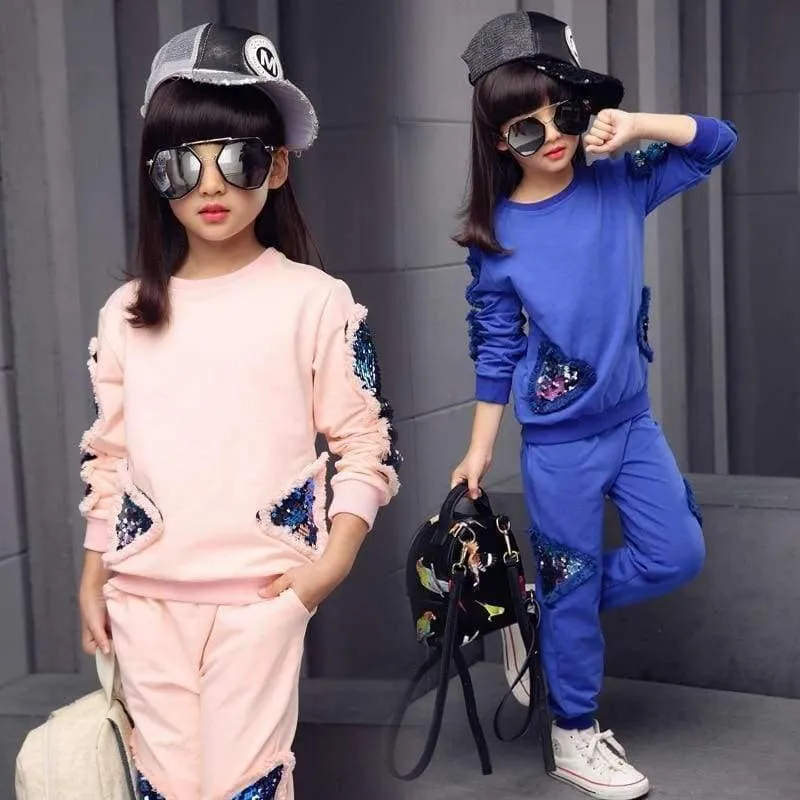Kinder Mädchen Kleidung Set Herbst Teenager Mädchen Sport Anzug Schule Kinder Kleidung Trainingsanzug Mädchen Kleidung Set zweiteilig 4 ~ 12T