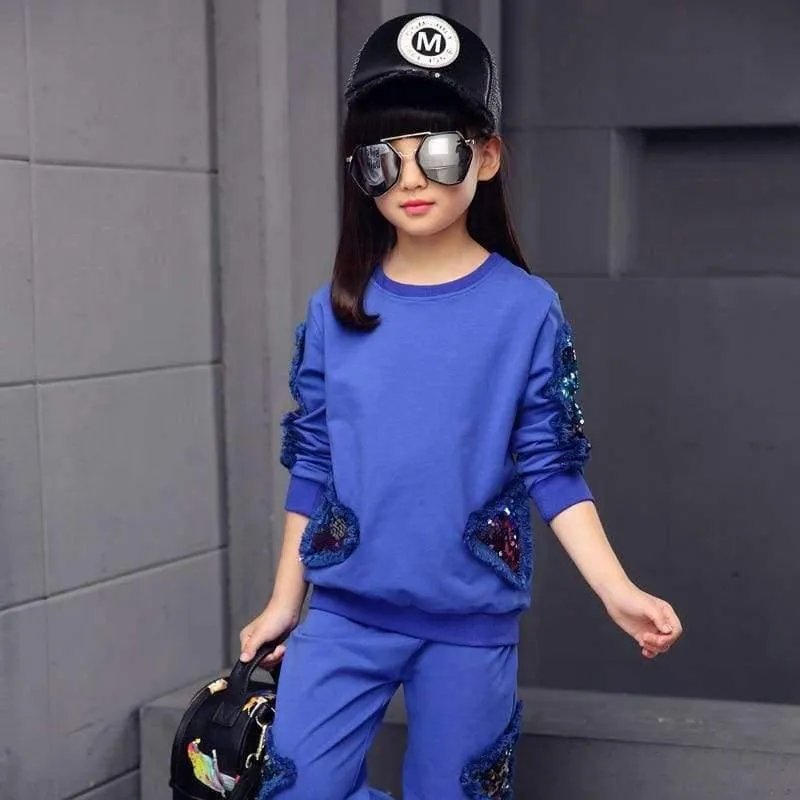 Kinder Mädchen Kleidung Set Herbst Teenager Mädchen Sport Anzug Schule Kinder Kleidung Trainingsanzug Mädchen Kleidung Set zweiteilig 4 ~ 12T