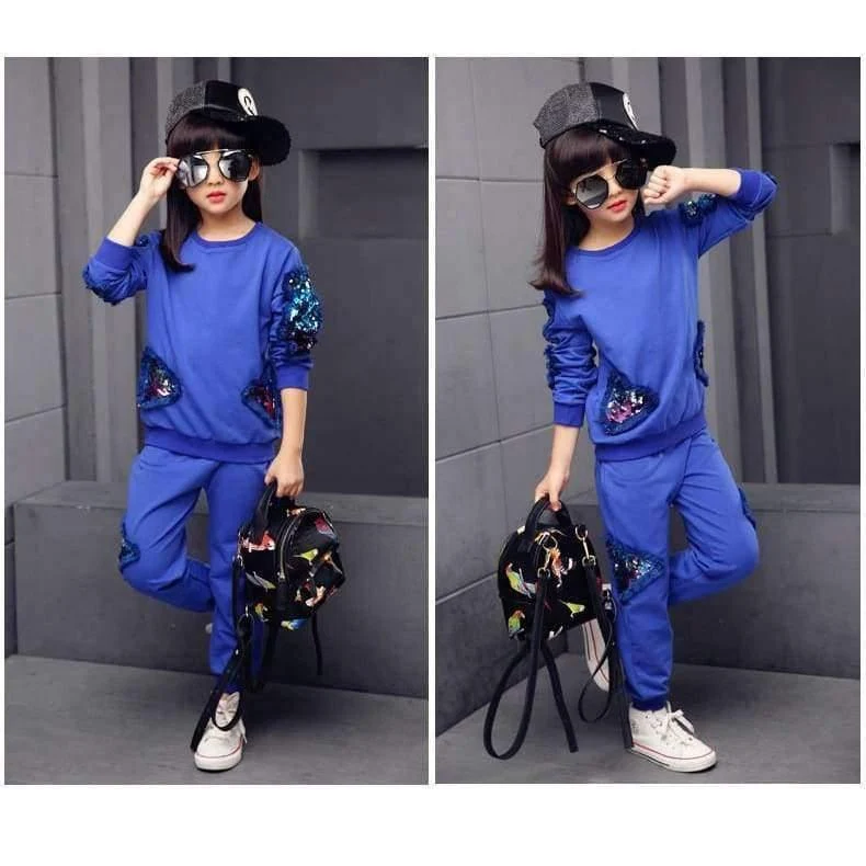 Kinder Mädchen Kleidung Set Herbst Teenager Mädchen Sport Anzug Schule Kinder Kleidung Trainingsanzug Mädchen Kleidung Set zweiteilig 4 ~ 12T