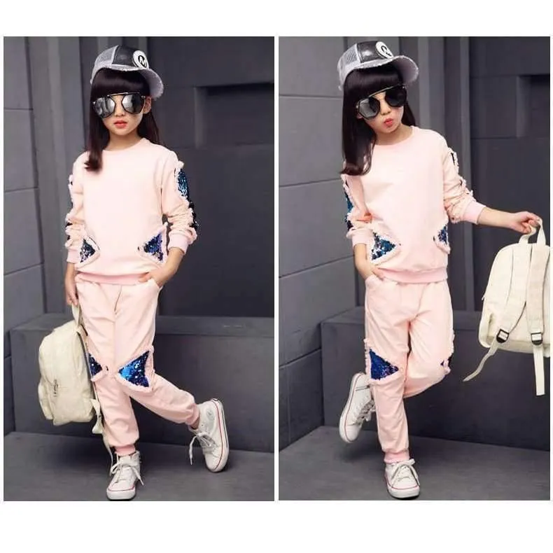 Kinder Mädchen Kleidung Set Herbst Teenager Mädchen Sport Anzug Schule Kinder Kleidung Trainingsanzug Mädchen Kleidung Set zweiteilig 4 ~ 12T