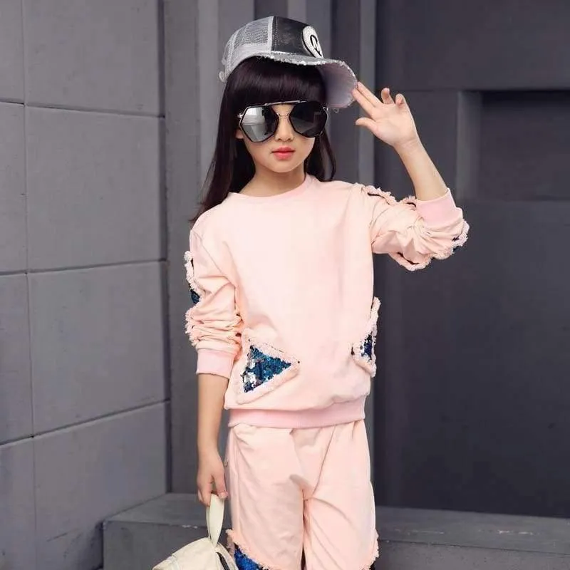 Kinder Mädchen Kleidung Set Herbst Teenager Mädchen Sport Anzug Schule Kinder Kleidung Trainingsanzug Mädchen Kleidung Set zweiteilig 4 ~ 12T