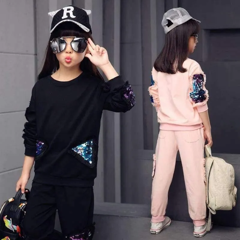 Kinder Mädchen Kleidung Set Herbst Teenager Mädchen Sport Anzug Schule Kinder Kleidung Trainingsanzug Mädchen Kleidung Set zweiteilig 4 ~ 12T
