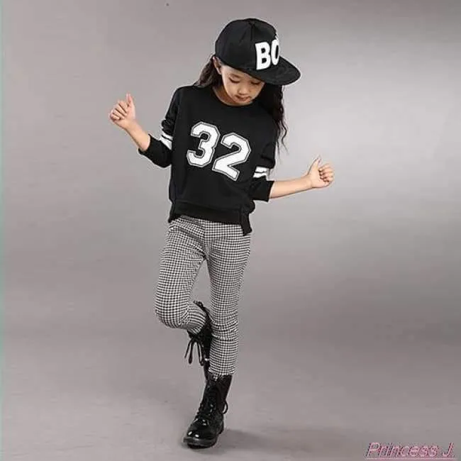 Teenager-Mädchen Kleidung Sets Frühling Kinder Mädchen Kleidung Sport Anzug Set Langarm Top & Pants 2 Stück Trainingsanzug Weiß Schwarz