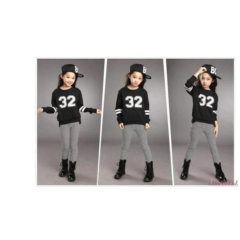 Teenager-Mädchen Kleidung Sets Frühling Kinder Mädchen Kleidung Sport Anzug Set Langarm Top & Pants 2 Stück Trainingsanzug Weiß Schwarz