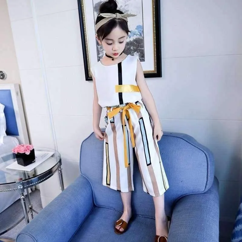 Sommer Kinder Mode Mädchen Kleidung Sets 2 Stück Chiffon Shirts + Hosen Anzüge Für Teenager Mädchen Kleidung Sets Ensemble Fille 12