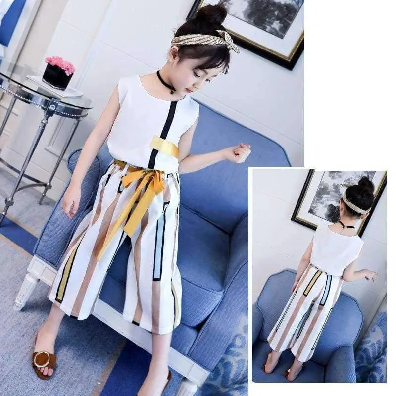 Sommer Kinder Mode Mädchen Kleidung Sets 2 Stück Chiffon Shirts + Hosen Anzüge Für Teenager Mädchen Kleidung Sets Ensemble Fille 12