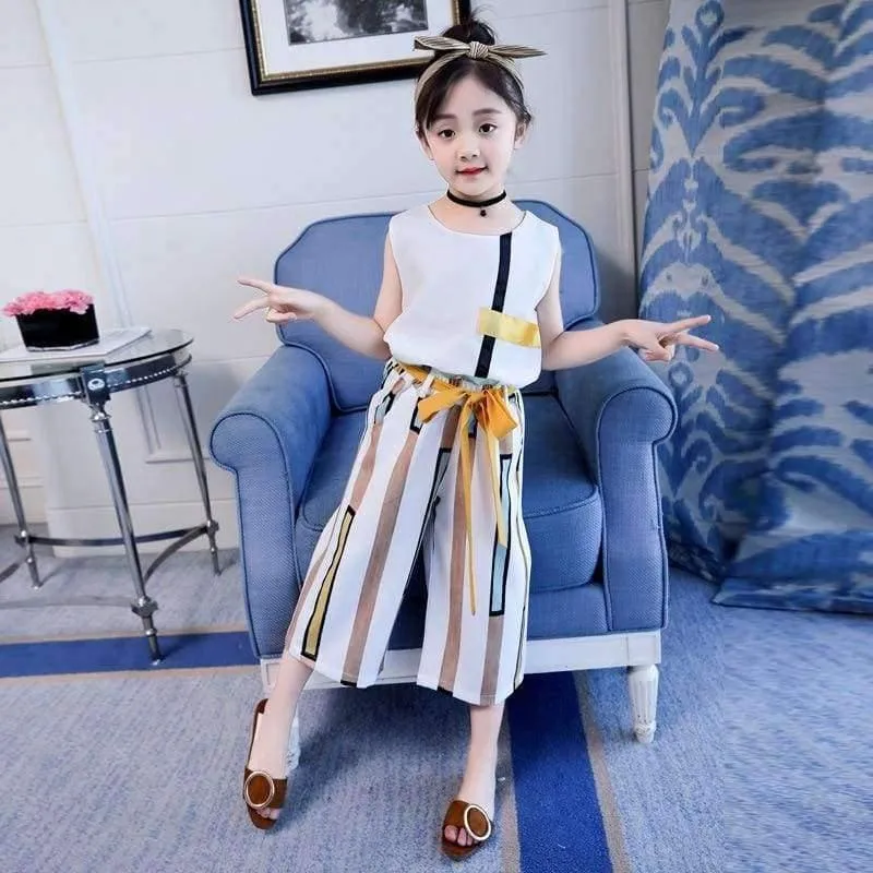 Sommer Kinder Mode Mädchen Kleidung Sets 2 Stück Chiffon Shirts + Hosen Anzüge Für Teenager Mädchen Kleidung Sets Ensemble Fille 12