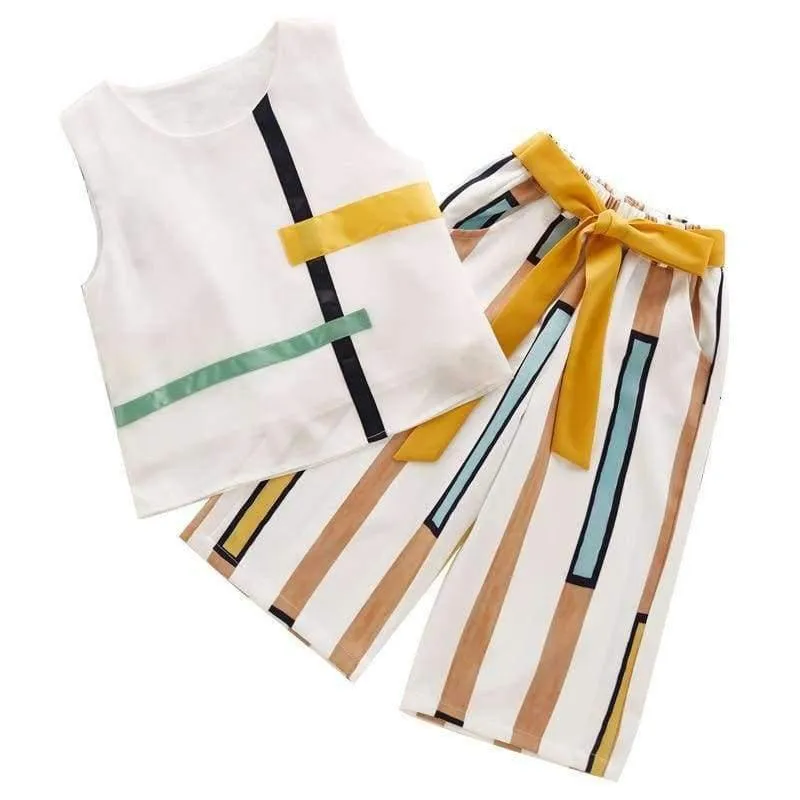 Sommer Kinder Mode Mädchen Kleidung Sets 2 Stück Chiffon Shirts + Hosen Anzüge Für Teenager Mädchen Kleidung Sets Ensemble Fille 12