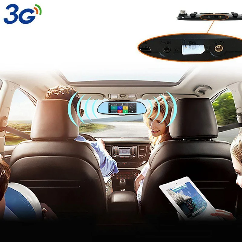 7 zoll 3G Auto Kamera DVR GPS Bluetooth Dual Objektiv Rückspiegel Video Recorder Full HD 1080P Automobil DVR Spiegel Dash cam