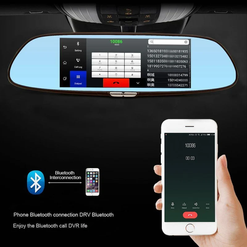 7 zoll 3G Auto Kamera DVR GPS Bluetooth Dual Objektiv Rückspiegel Video Recorder Full HD 1080P Automobil DVR Spiegel Dash cam