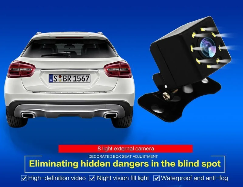 Auto-Rückfahrkamera 8 LED Nachtsicht Weitwinkel HD-Farbbild Wasserdichte Universal-Rückfahrkamera
