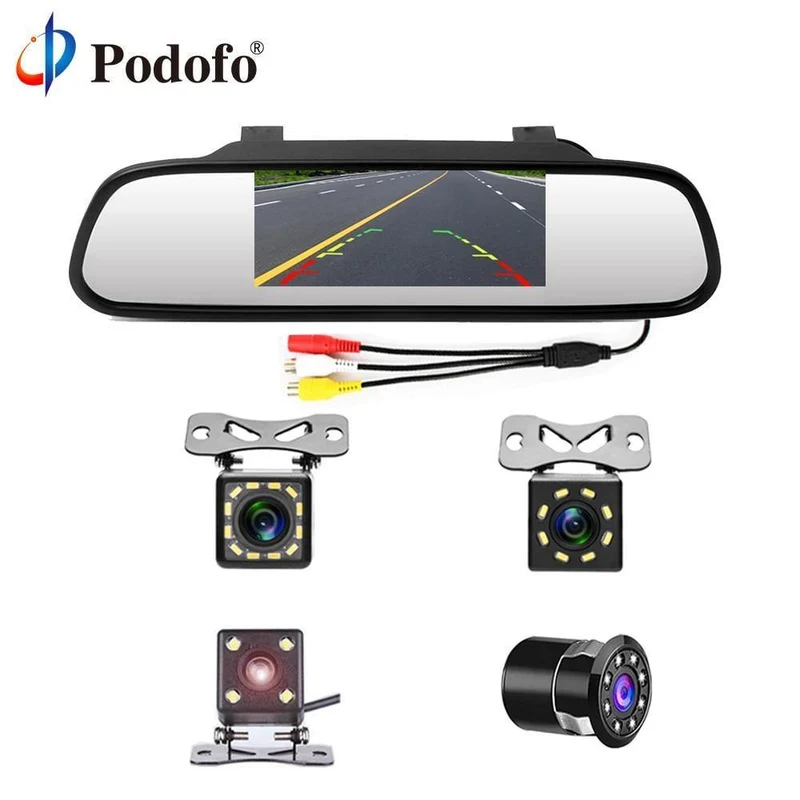 4.3-Zoll-Auto-Rückspiegel-Monitor, automatisches Parksystem + LED-Nachtsicht-Rückfahrkamera, CCD-Auto-Rückfahrkamera