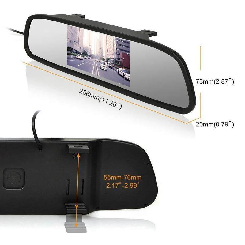 4.3-Zoll-Auto-Rückspiegel-Monitor, automatisches Parksystem + LED-Nachtsicht-Rückfahrkamera, CCD-Auto-Rückfahrkamera