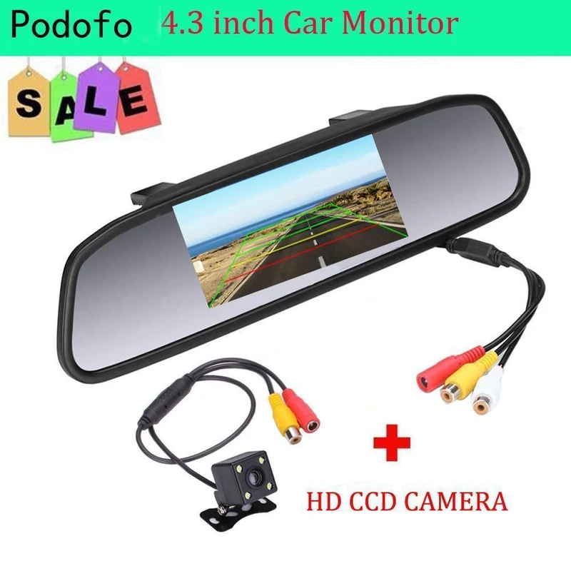 Auto-HD-Video-Auto-Parkmonitor, 4 LED-Nachtsicht-CCD-Auto-Rückfahrkamera, 4.3-Zoll-TFT-LCD-Auto-Rückspiegel-Monitor