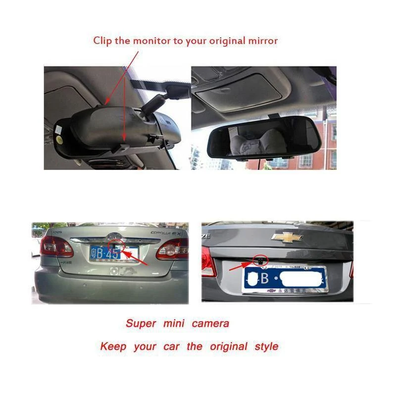 Auto-HD-Video-Auto-Parkmonitor, 4 LED-Nachtsicht-CCD-Auto-Rückfahrkamera, 4.3-Zoll-TFT-LCD-Auto-Rückspiegel-Monitor