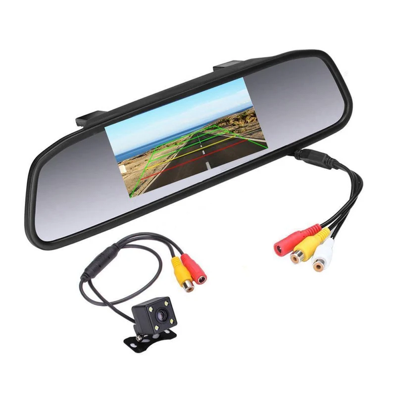 Auto-HD-Video-Auto-Parkmonitor, 4 LED-Nachtsicht-CCD-Auto-Rückfahrkamera, 4.3-Zoll-TFT-LCD-Auto-Rückspiegel-Monitor