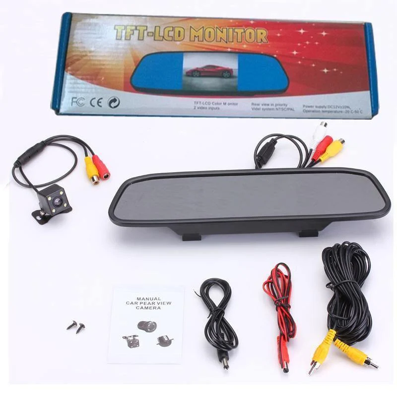 Auto-HD-Video-Auto-Parkmonitor, 4 LED-Nachtsicht-CCD-Auto-Rückfahrkamera, 4.3-Zoll-TFT-LCD-Auto-Rückspiegel-Monitor