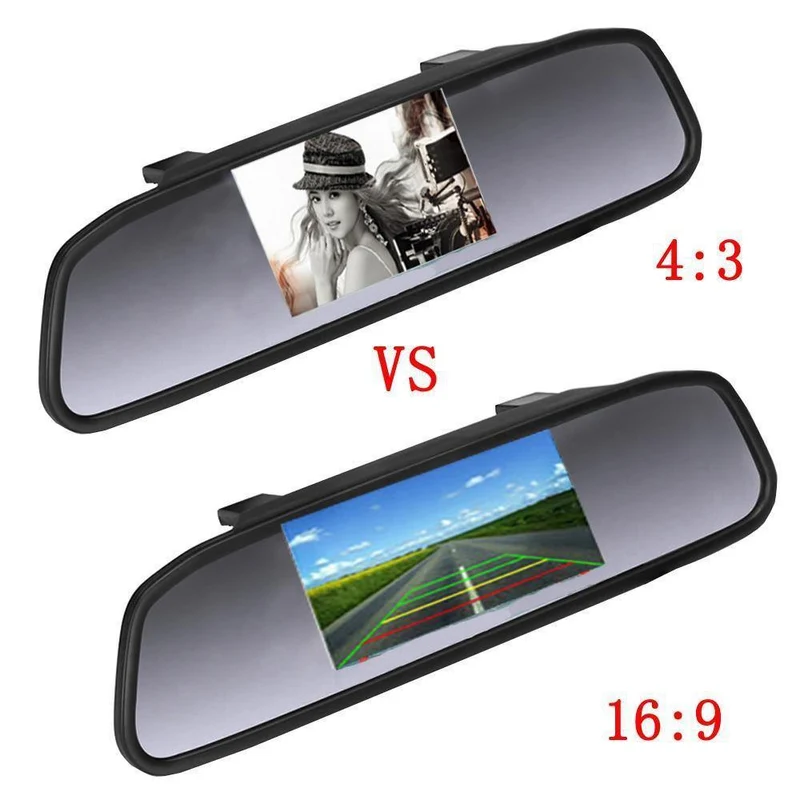 Auto-HD-Video-Auto-Parkmonitor, 4 LED-Nachtsicht-CCD-Auto-Rückfahrkamera, 4.3-Zoll-TFT-LCD-Auto-Rückspiegel-Monitor