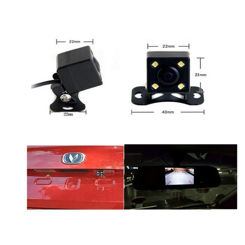 Auto-HD-Video-Auto-Parkmonitor, 4 LED-Nachtsicht-CCD-Auto-Rückfahrkamera, 4.3-Zoll-TFT-LCD-Auto-Rückspiegel-Monitor