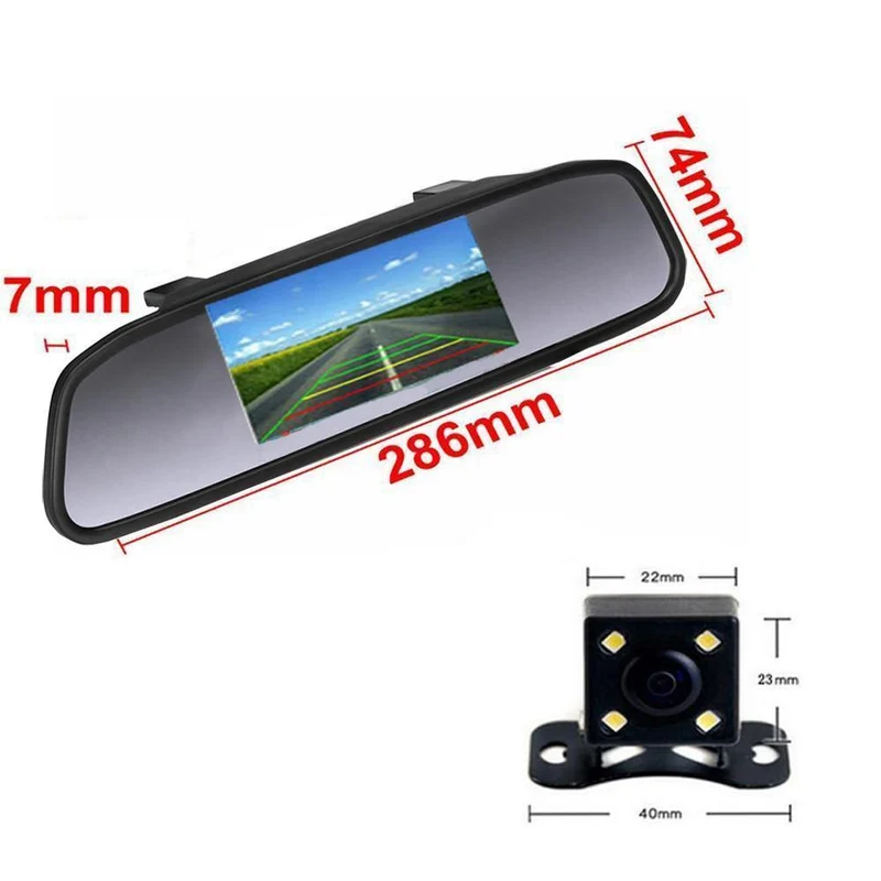 Auto-HD-Video-Auto-Parkmonitor, 4 LED-Nachtsicht-CCD-Auto-Rückfahrkamera, 4.3-Zoll-TFT-LCD-Auto-Rückspiegel-Monitor