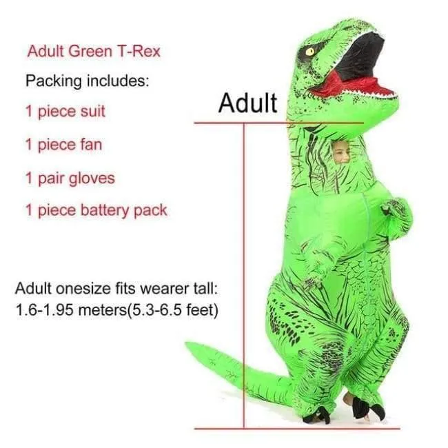 Aufblasbare T-Rex Kostüme Dinosaurier Kostüm Erwachsene Kind Männer Frauen Blowup Halloween Jurassic Welt T Rex Cosplay Outfits