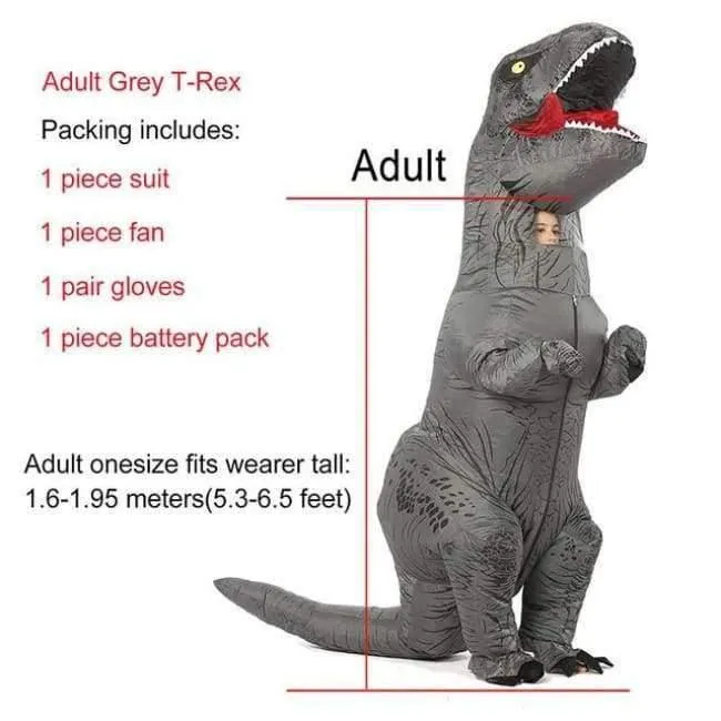 Aufblasbare T-Rex Kostüme Dinosaurier Kostüm Erwachsene Kind Männer Frauen Blowup Halloween Jurassic Welt T Rex Cosplay Outfits