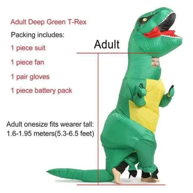Aufblasbare T-Rex Kostüme Dinosaurier Kostüm Erwachsene Kind Männer Frauen Blowup Halloween Jurassic Welt T Rex Cosplay Outfits
