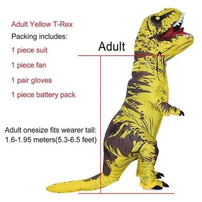 Aufblasbare T-Rex Kostüme Dinosaurier Kostüm Erwachsene Kind Männer Frauen Blowup Halloween Jurassic Welt T Rex Cosplay Outfits