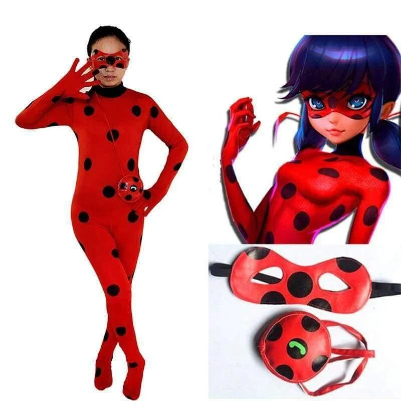Fantasia Spandex Marienkäfer Miraculous Kostüme Kinder Erwachsene Cosplay Partei Tasche Mädchen Kinder Dame Bug Zentai Anzug Halloween Kostüm