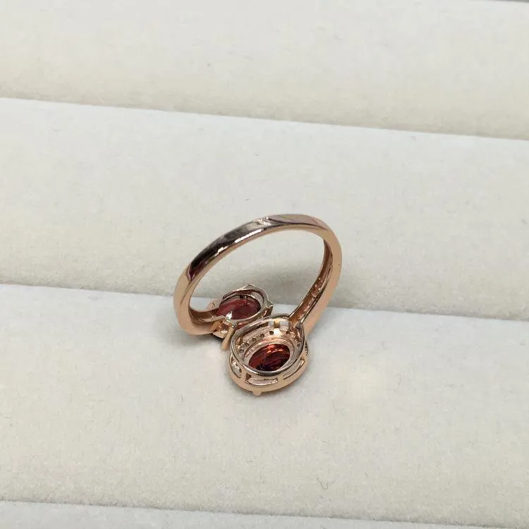 Natürlicher roter Granat-Edelstein, trendiger Ring für Damen, echter 925er-Sterlingsilber-Charm, feiner Schmuck