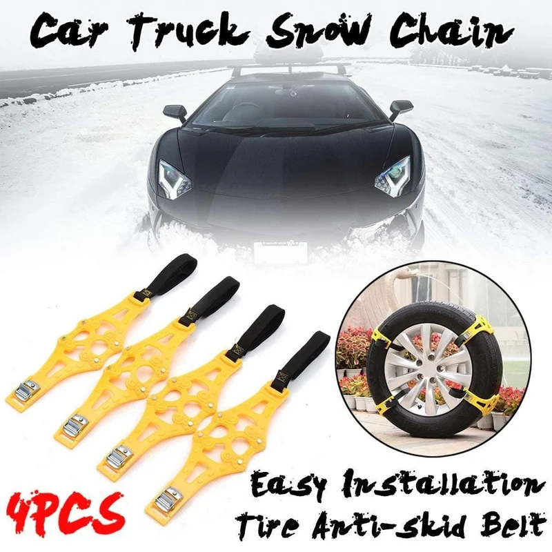 4pcs / set Auto-Gummireifen-Winter-Straßen-Sicherheits-Gummireifen-Schnee-justierbare rutschfeste Sicherheits-Doppelt-Schnellgleiter-Rad TPU-Ketten