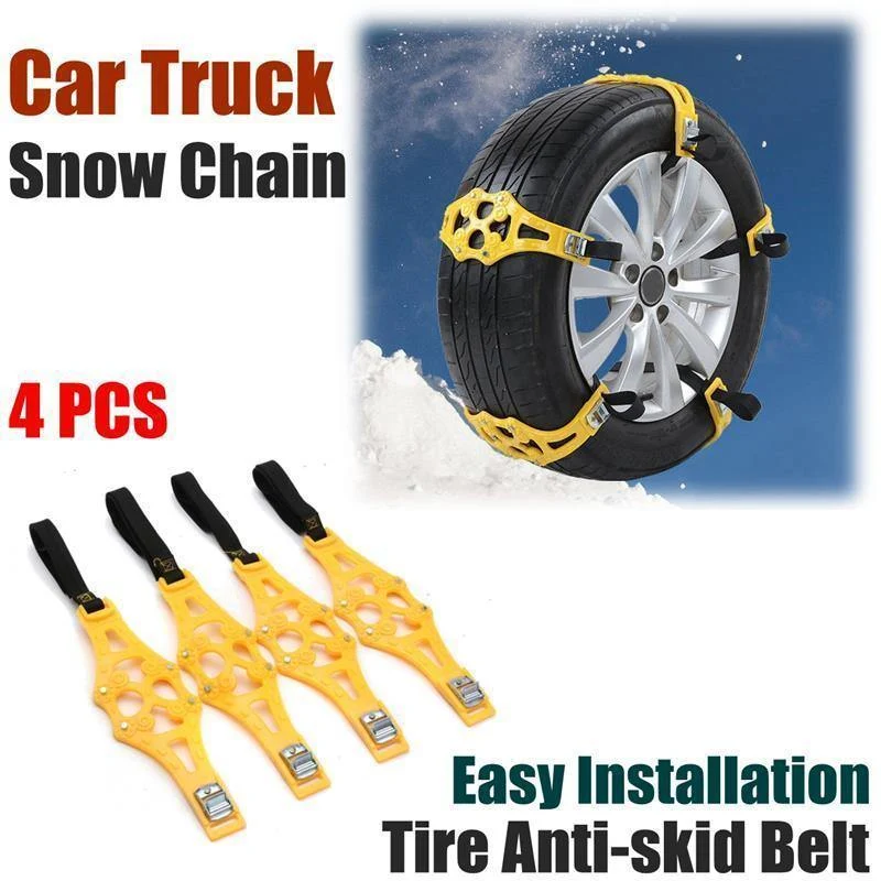 4pcs / set Auto-Gummireifen-Winter-Straßen-Sicherheits-Gummireifen-Schnee-justierbare rutschfeste Sicherheits-Doppelt-Schnellgleiter-Rad TPU-Ketten