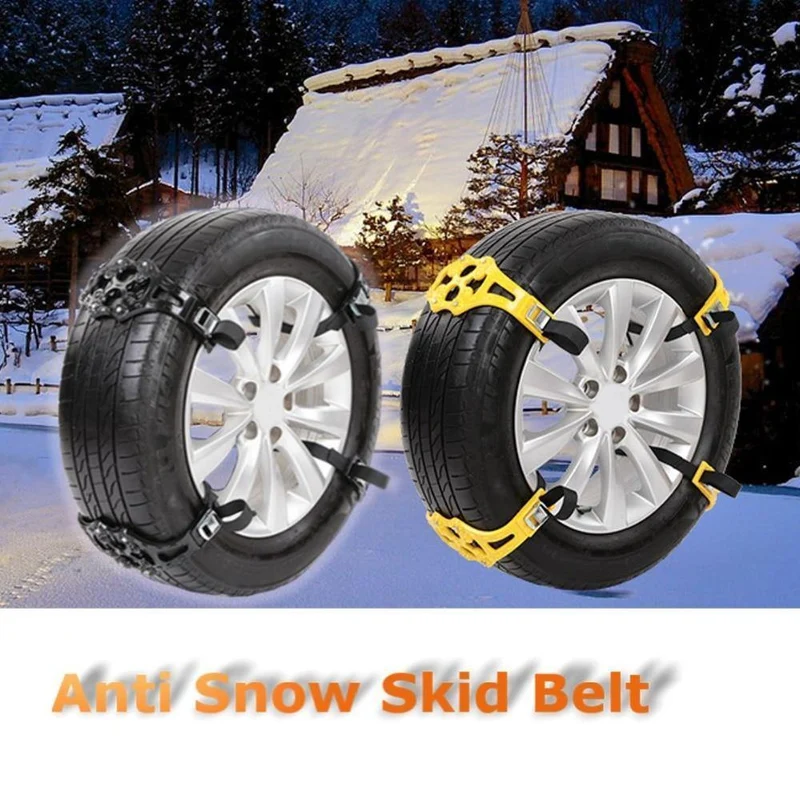 4pcs / set Auto-Gummireifen-Winter-Straßen-Sicherheits-Gummireifen-Schnee-justierbare rutschfeste Sicherheits-Doppelt-Schnellgleiter-Rad TPU-Ketten