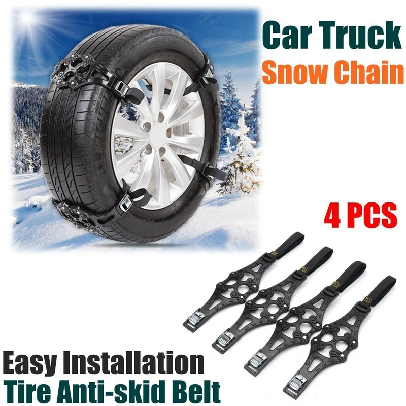 4pcs / set Auto-Gummireifen-Winter-Straßen-Sicherheits-Gummireifen-Schnee-justierbare rutschfeste Sicherheits-Doppelt-Schnellgleiter-Rad TPU-Ketten
