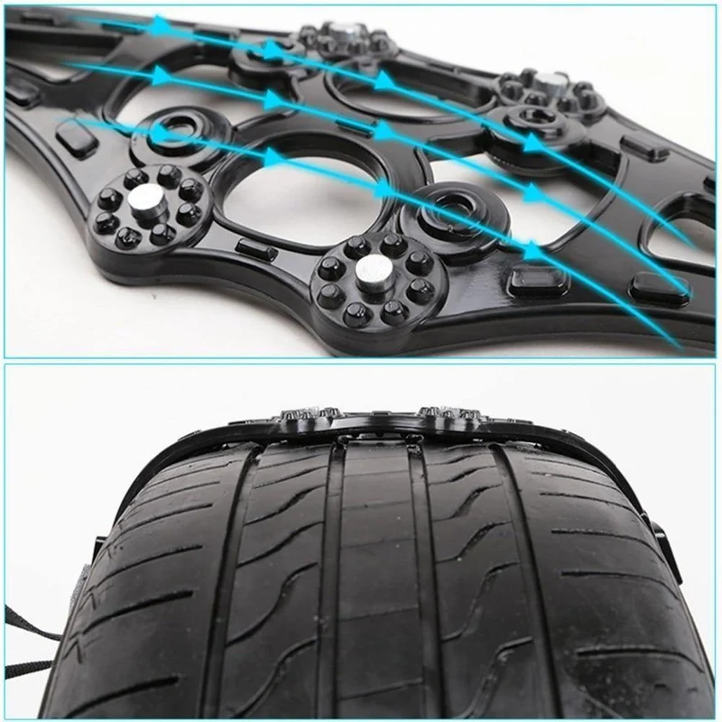 4pcs / set Auto-Gummireifen-Winter-Straßen-Sicherheits-Gummireifen-Schnee-justierbare rutschfeste Sicherheits-Doppelt-Schnellgleiter-Rad TPU-Ketten