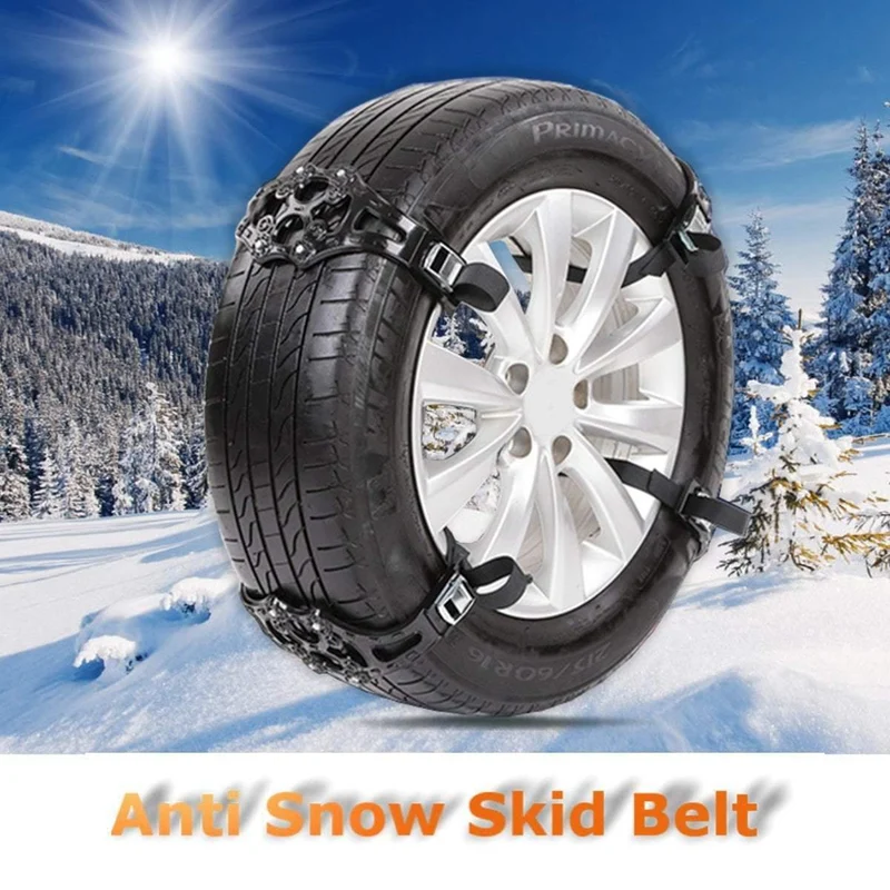 4PCS Autoreifen Winterfahrbahn-Sicherheitsreifen Schnee Einstellbare Anti-Rutsch-Sicherheit Doppel-Schnell-Rutsch-Rad TPU-Ketten Schneeketten