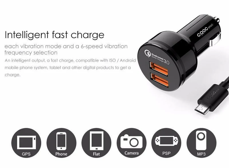 Autoladegerät Schnellladung 3.0 Fast QC3.0 USB Autoladegerät für iPhone Xiaomi mi7 Samsung s8 als Aukey Autoladegerät