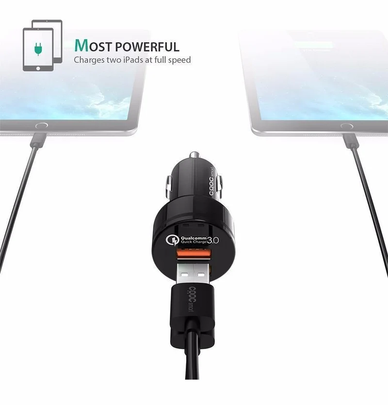 Autoladegerät Schnellladung 3.0 Fast QC3.0 USB Autoladegerät für iPhone Xiaomi mi7 Samsung s8 als Aukey Autoladegerät