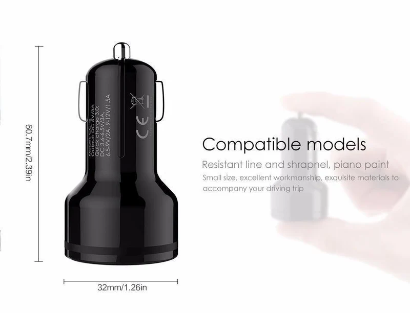 Autoladegerät Schnellladung 3.0 Fast QC3.0 USB Autoladegerät für iPhone Xiaomi mi7 Samsung s8 als Aukey Autoladegerät