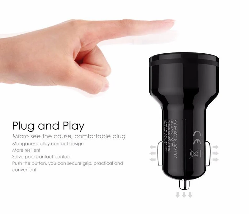 Autoladegerät Schnellladung 3.0 Fast QC3.0 USB Autoladegerät für iPhone Xiaomi mi7 Samsung s8 als Aukey Autoladegerät